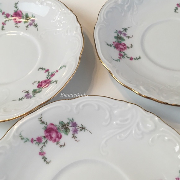 Vintage 1940’s Wawel Fine Porcelain China Poland Rose Garden Gold Trim Cup Set - Picture 15 of 16